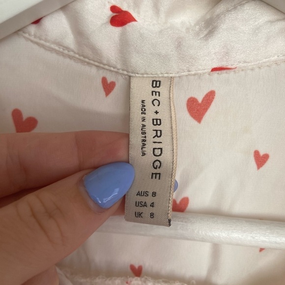 Bec & Bridge White Hearts Blouse Size 4 - Picture 8 of 12